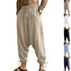 Europäische und amerikanische Herbst-Leinen Hängeschritt Harlan Leggings Herren Locker Kordelzug Weiter Bein Strandurlaub Lässige Leggings
