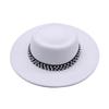European and American New Autumn and Winter Wool Woolen Big-brimmed Jazz Hat Female Concave Top Black Top Hat Pearl Rhinestone Felt Hat