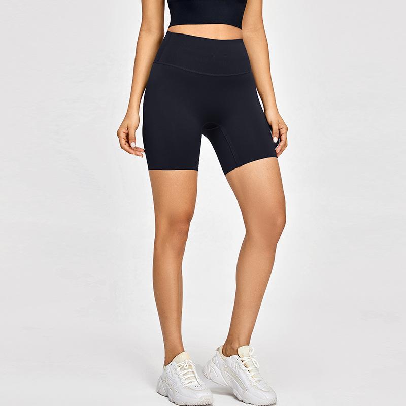 

Naked tight fitness shorts women s nude yoga clothes high waist peach hip lift quick drying sports yoga shorts S чорний