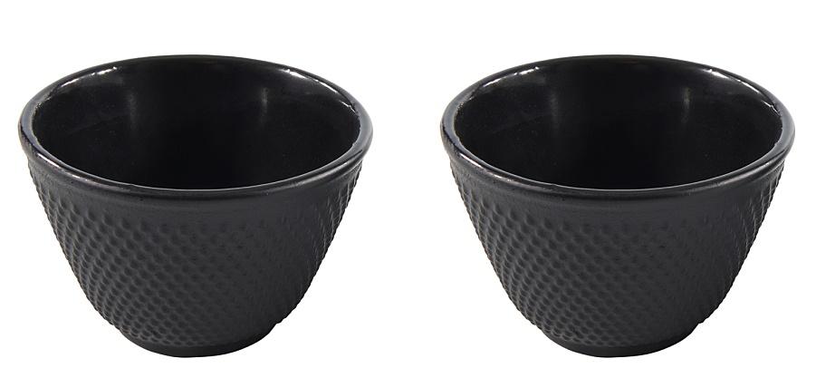 CAST IRON CUPS 6x CUPS CAST IRON TEA SET BLACK ENAMEL 100ML