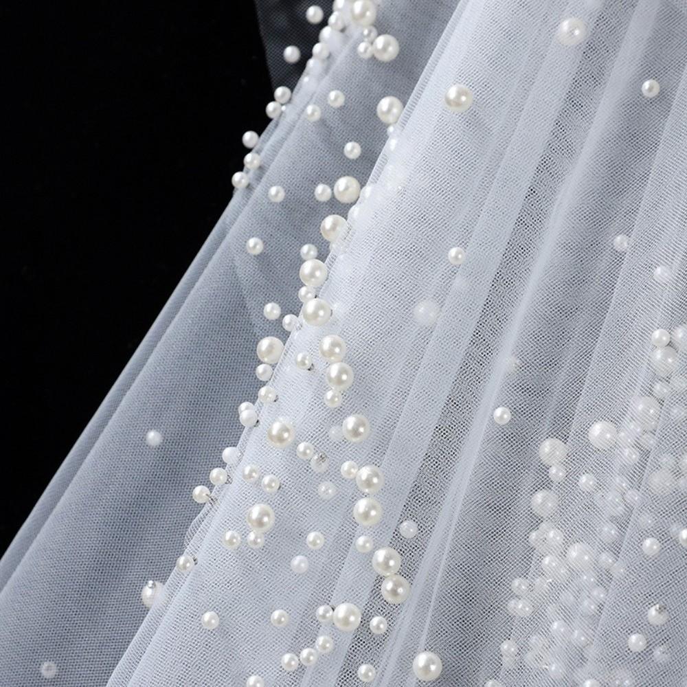 Pearls Pearls Tulle Bridal Veil 130cm Wedding veil Exquisite Long Wedding Veil  For Women