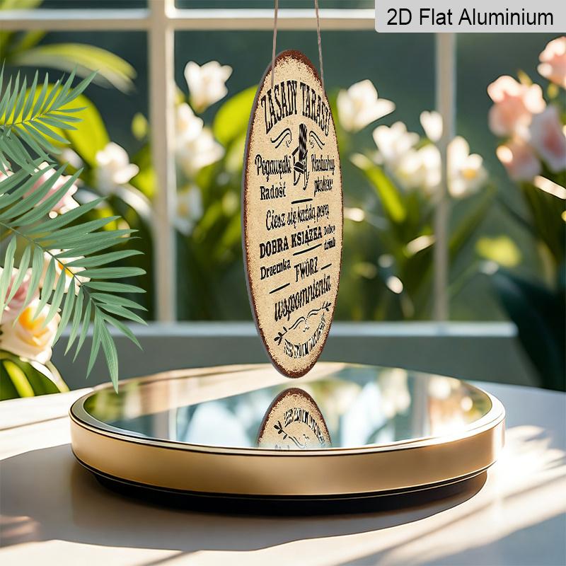 2D Flat, 1pc 7.87*7.87In/20X20Cm Round Sign, Retro Decorative Plaque with Polish Terrace Rules, "Here Is Your Home, Your Rules" Decorative Sign