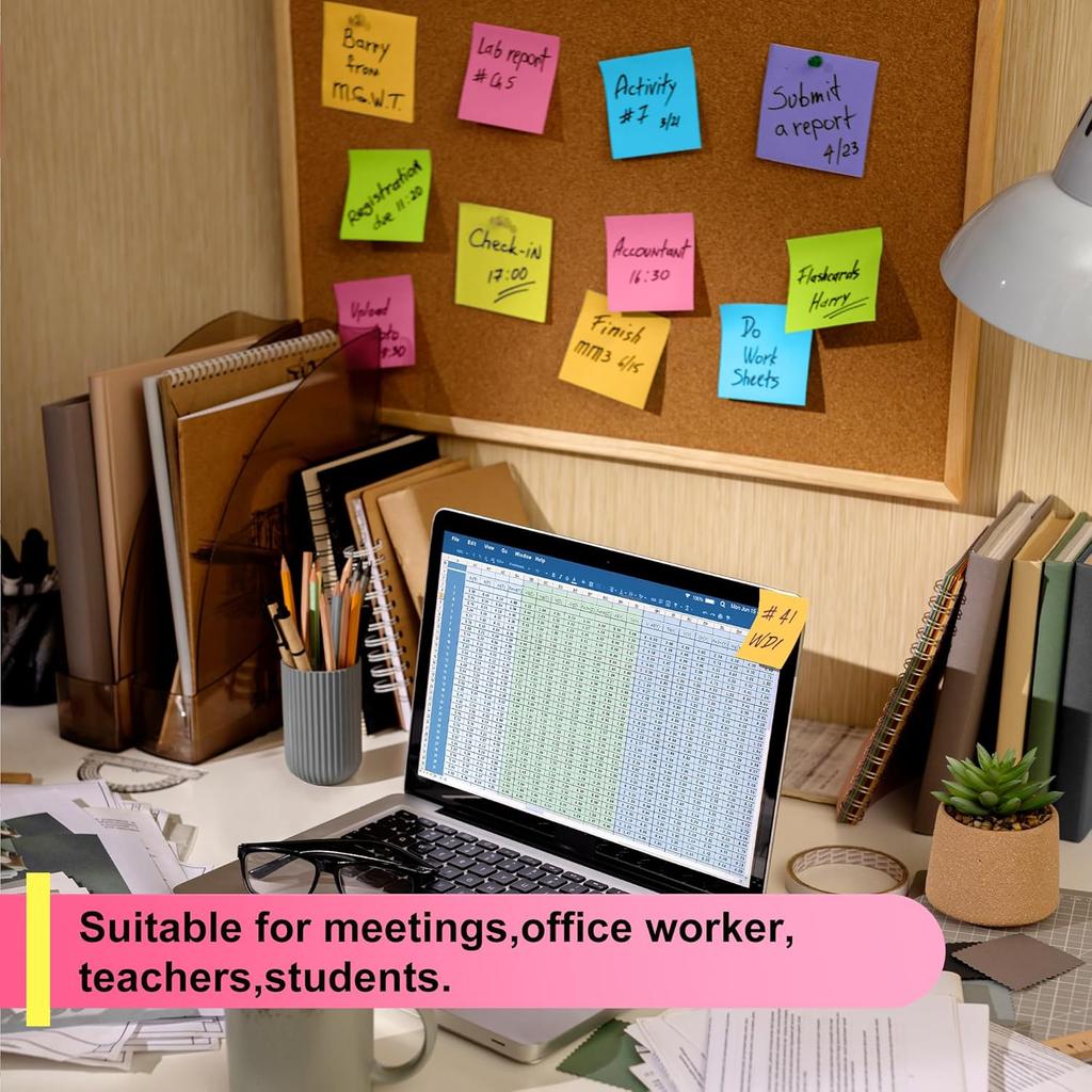 OHOME Sticky Notes - 12 Pads, 3”x3” - Colorful Self-Stick Post Notes Bulk - Office Desk Accessories | Teacher Classroom Must Haves,Aesthetic