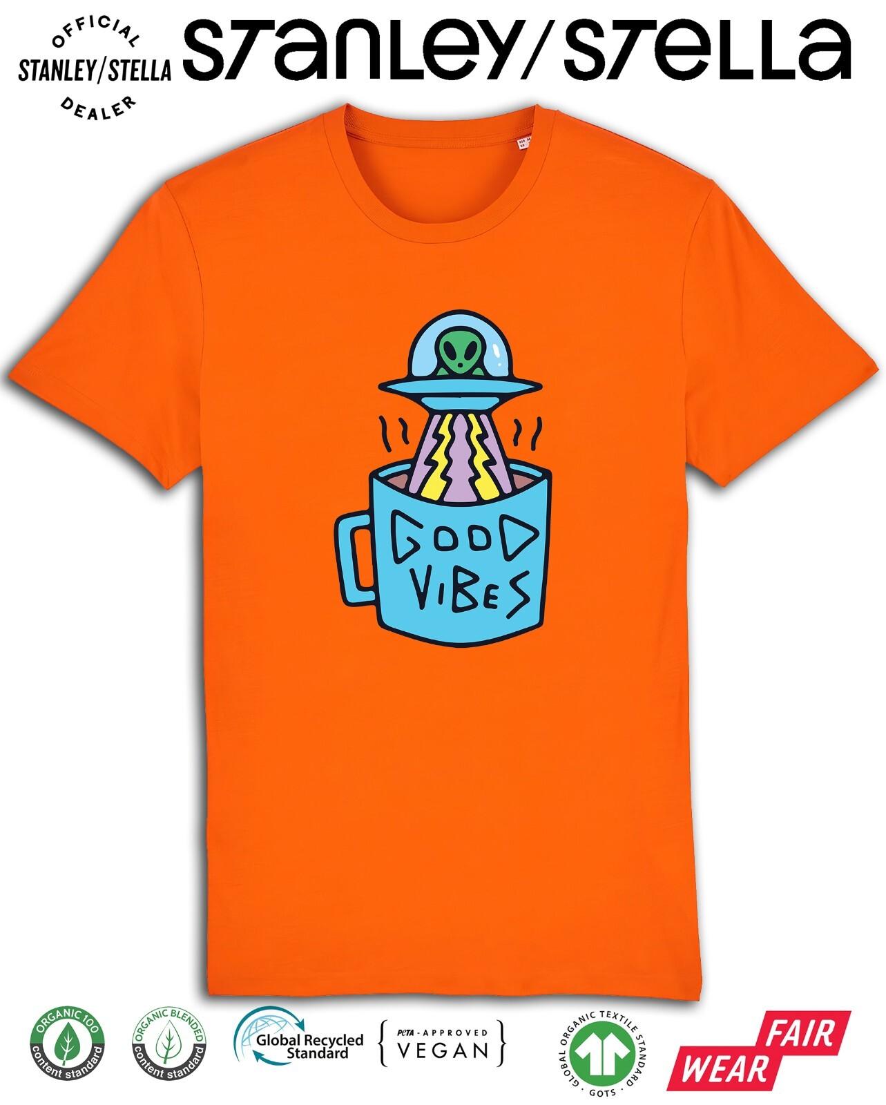 Mens ALIEN Good Vibes T-Shirt Mens Womens Tees Top UFO Space Invasion Premium Quality Aliens S