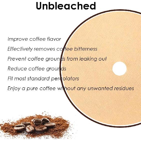 Mimore Percolator Coffee Filters - 300PCS 3.75in Disc Coffee Filters for Percolators - Unbleached Disposable Percolator Filters