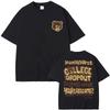 Camiseta Negra Oversize Kanye West The College Dropout de Doble Cara con Estampado del Logo del Oso Camisetas