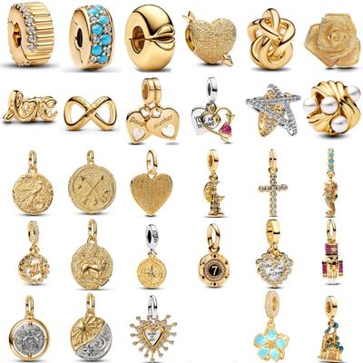 Copper, Golden Roses, Crosses, Flower Beads Pendant Clips, Original European Bracelets, Diy , Exquisite Jewelry