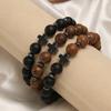 Geometric Wooden Beaded Bracelets With Stainless Steel Spacers For Men And Women