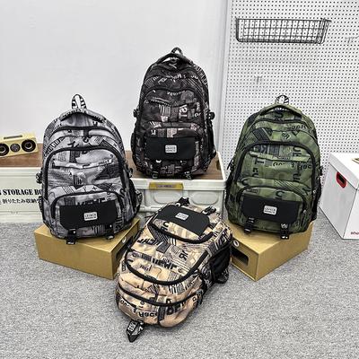 Large Capacity Backpack Men's Printed Student Schoolbag Computer Bag