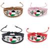 Palestinian Flag Design Gemstone Multi-layer Leather Bracelet Handcrafted Leather Rope Wristband Wholesale