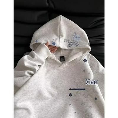 American Retro Snowflake Embroidered Hoodie - Trendy Couple's Streetwear for Autumn/Winter 2025