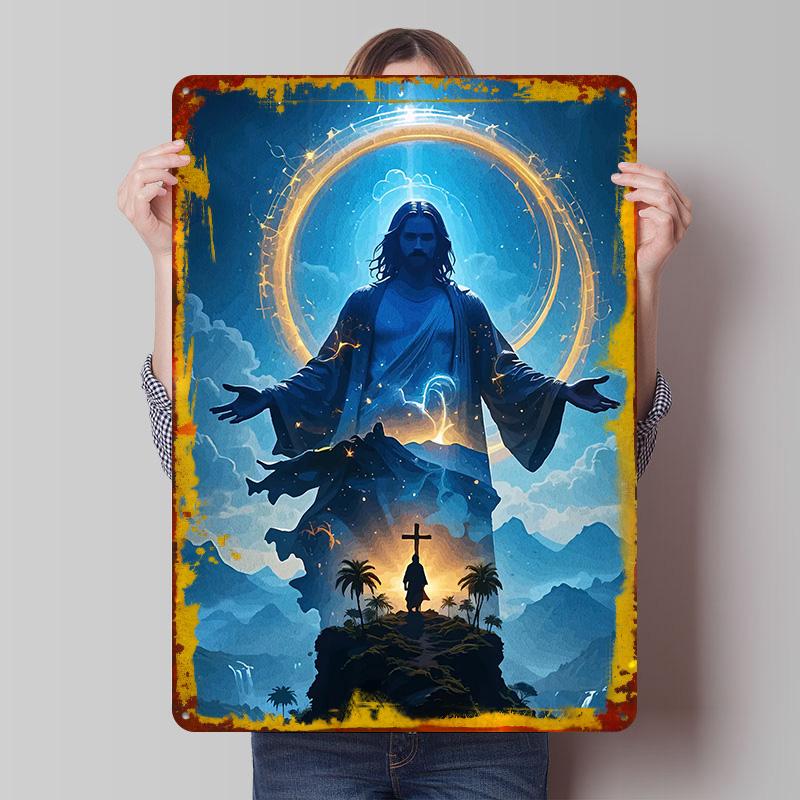 

Jesus Christ Landscape Poster Customized Wall Art Vintage Metal Signs Retro Tin Plaque for Man Cave Aesthetic Decoration Room 7.9x11.8In(20x30cm)