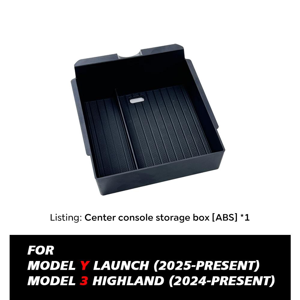 For Tesla New Model Y Juniper 2026 2025 Launch Model 3 Highland 2024 Center Console Armrest Storage Box Upper&Lower Silicone Mat
