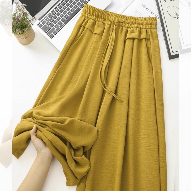 

Жіночі весняно-літні штани з високою посадкою, плісе, широкі штанини: Повсякденні, Вільні, Драпіровані Кюлоти L (105-115 lbs)