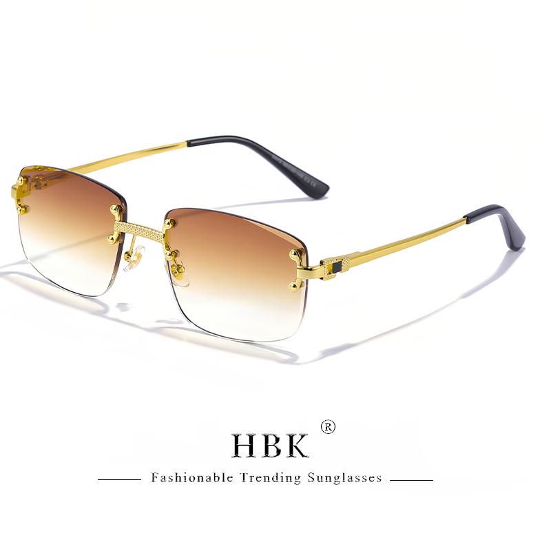 Occhiali da Sole HBK Senza Montatura Quadrati Donna Retro Metallo Occhiali da Sole Uomo Lusso Festa Business Lenti Sfumate Stile Estate 2024