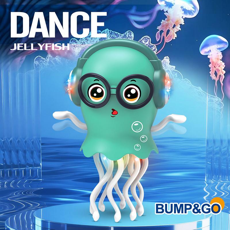 Dancing Crawling Jellyfish Kid Tummy Time Toys, Light-Up Walking Moving Jellyfish With Music & Obstacle Avoidance