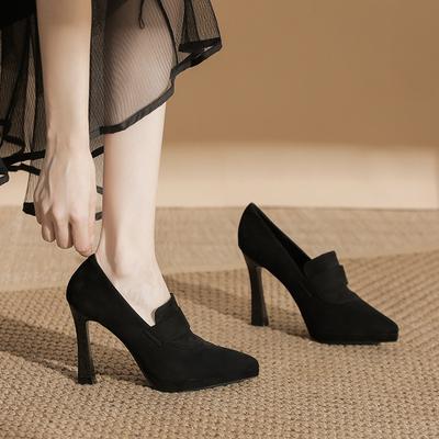 1-Tacchi alti sottili a punta scarpe da sposa in camoscio rosso femminilità piedi non stanchi impermeabile tavolo damigella d'onore sposa scarpe singole donna