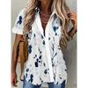 Summer Women's Minimalist Shirt with Floral Digital Print Button Up Shirt Top, Women's Hawaiian Beach Vacation Casual Shirt