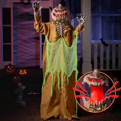 JOYFY 67" Halloween Animated Pumpkin Ghost Decorations Outdoor with Pop Up Head for Graveyard Garden Party Yard Lawn