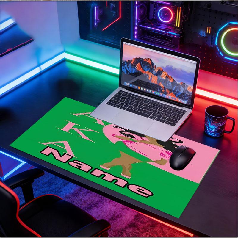 Custom Name Personalized Alpha Kappa Alpha Pattern Mousepad, Laptop PC Desk Mat, Decorative Desk Mat for Home Keyboard Pad Gift