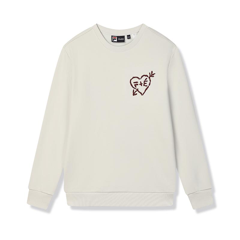 Fila X Études Heartbreaker Fashion Versatile Trendy Casual Pullover Sweatshirt Men Sweatshirt Antelope-White F11M516202FIV
