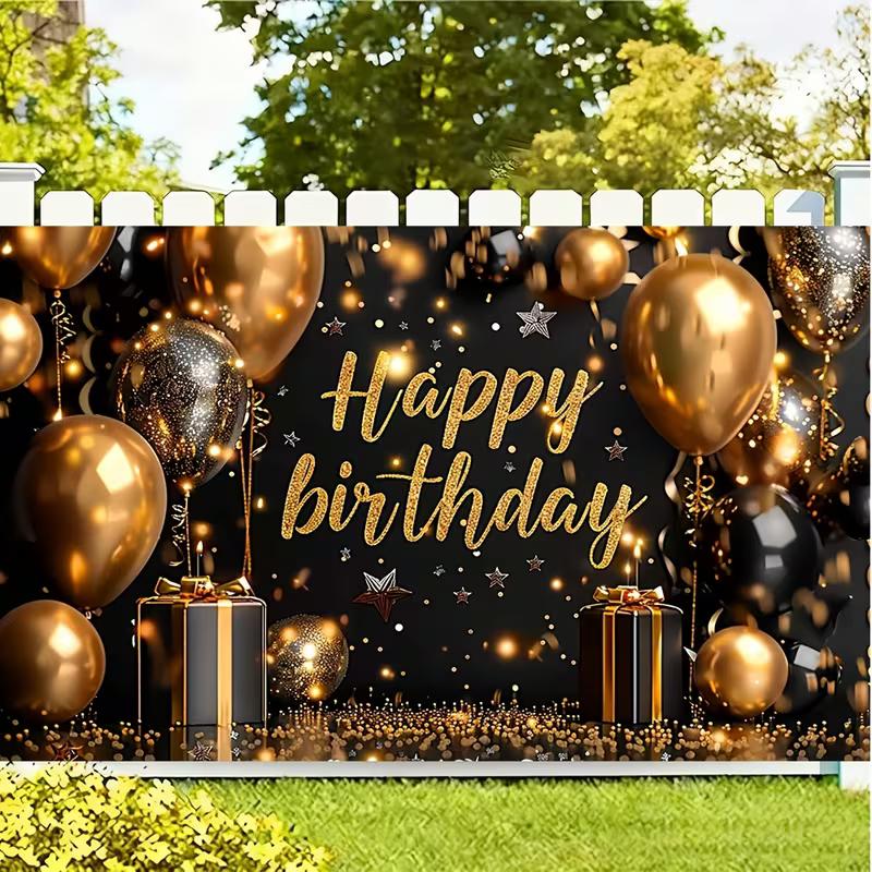 2D Luxury Black Golden Confetti Birthday Photography Background Cloth
