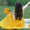 Women's Yellow Sleeveless Dress, Perfect for Summer Beach Vacation Photos; Stylish Maxi Dress