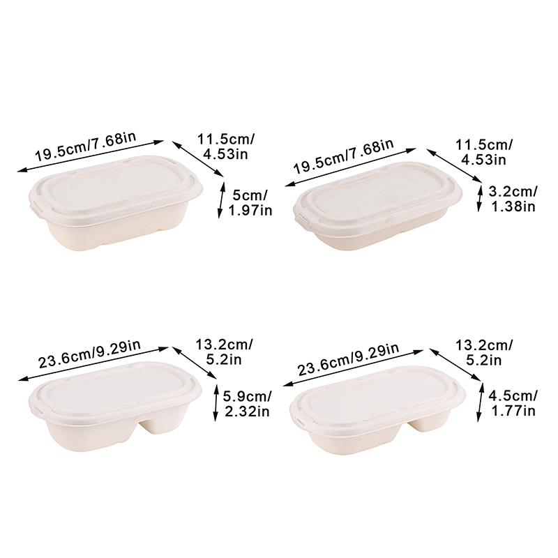 10PCS Disposable Lunch Box with Lids Biodegradable Pulp for Takeaway Packing Light Food Salad Separate Lunch Boxes