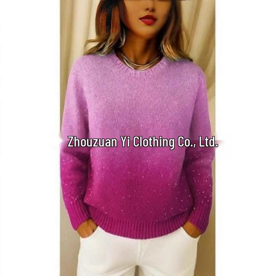 2025 Autumn/Winter Women's Fashion Knit Sweater - Patterned, Warm, Long Sleeve, Round Neck