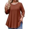 Women’s Plus Size 3/4 Sleeve Tunic Top Loose Fit Round Neck Casual Basic Blouse Soft Lightweight Fabric Comfortable Design