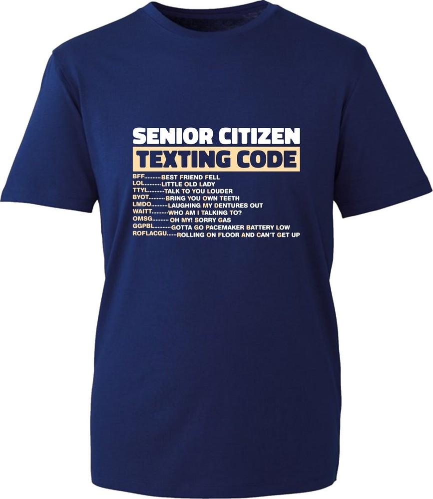Senior Citizen Texting Code Funny Meme Tshirt Joke Humor Abbreviations Gift Top S