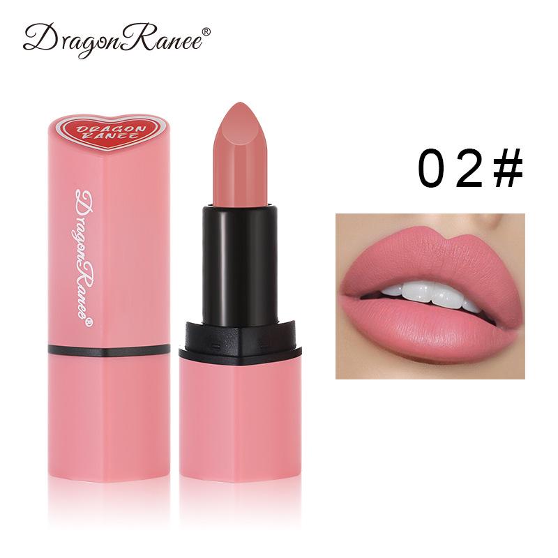 DragonRanee Heart-shaped Waterproof Long-lasting Non-transfer Velvet Matte Nude Lipstick
