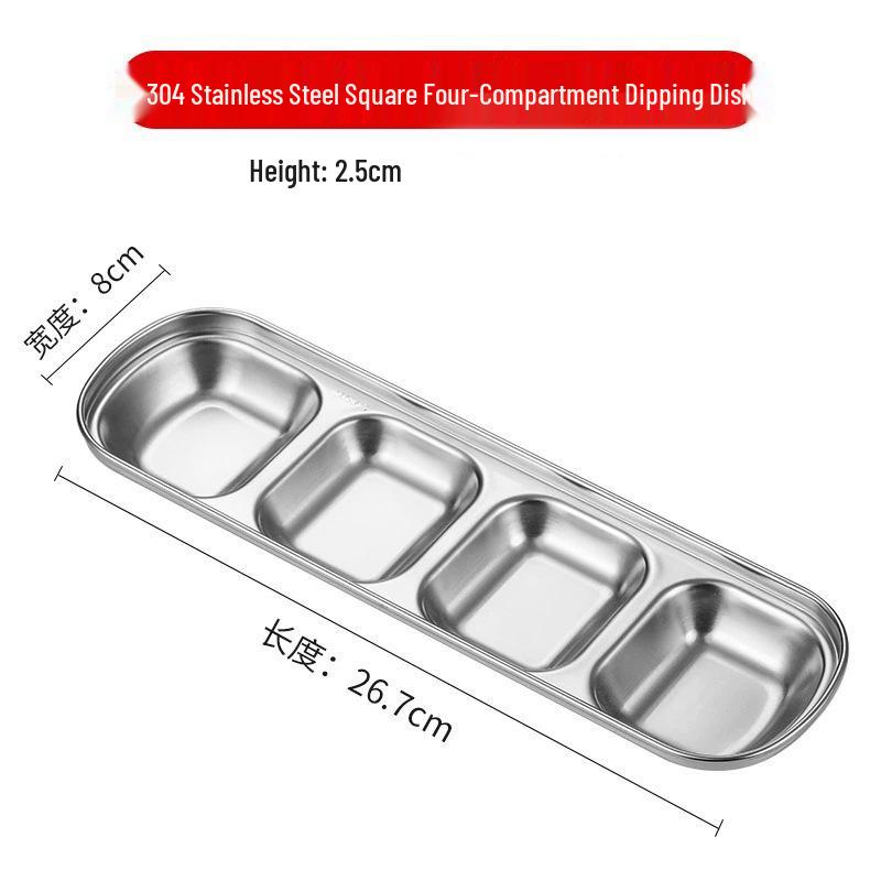 Golden Korean-Style Dual & Triple Compartment Stainless Steel Dipping Sauce Dish