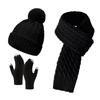 European Winter Knit Wool Hat, Scarf & Gloves Set