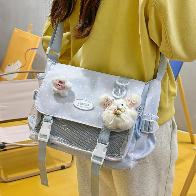 Torba listonoszka o dużej pojemności w stylu college'owym, lekka, wielofunkcyjna torba crossbody dla kobiet