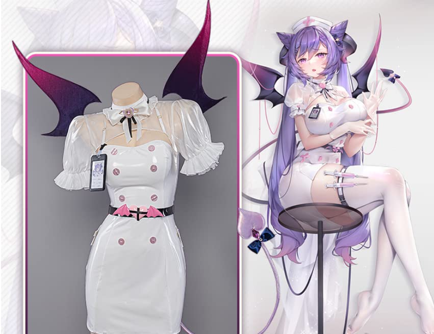 Lavender Keqing Nurse Cosplay PU Size Perfect for Halloween and Christmas Costume, Sexy, Leather, Charming, Devilish, LL,