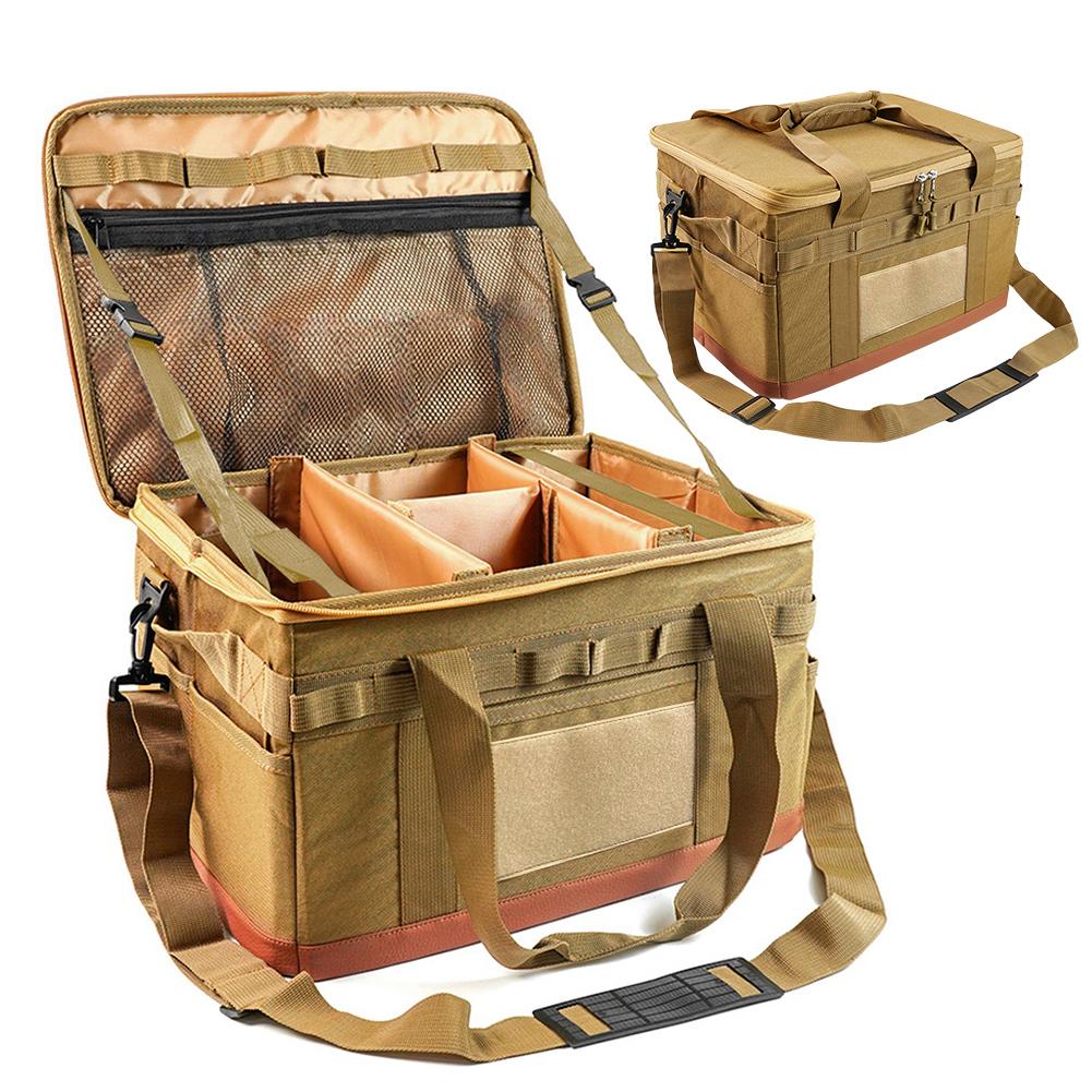 30L Barbecue Tool Storage Bag Collapsible Camping Cooking Utensil Organizer Detachable Multifunctional Utility Camping Supplies