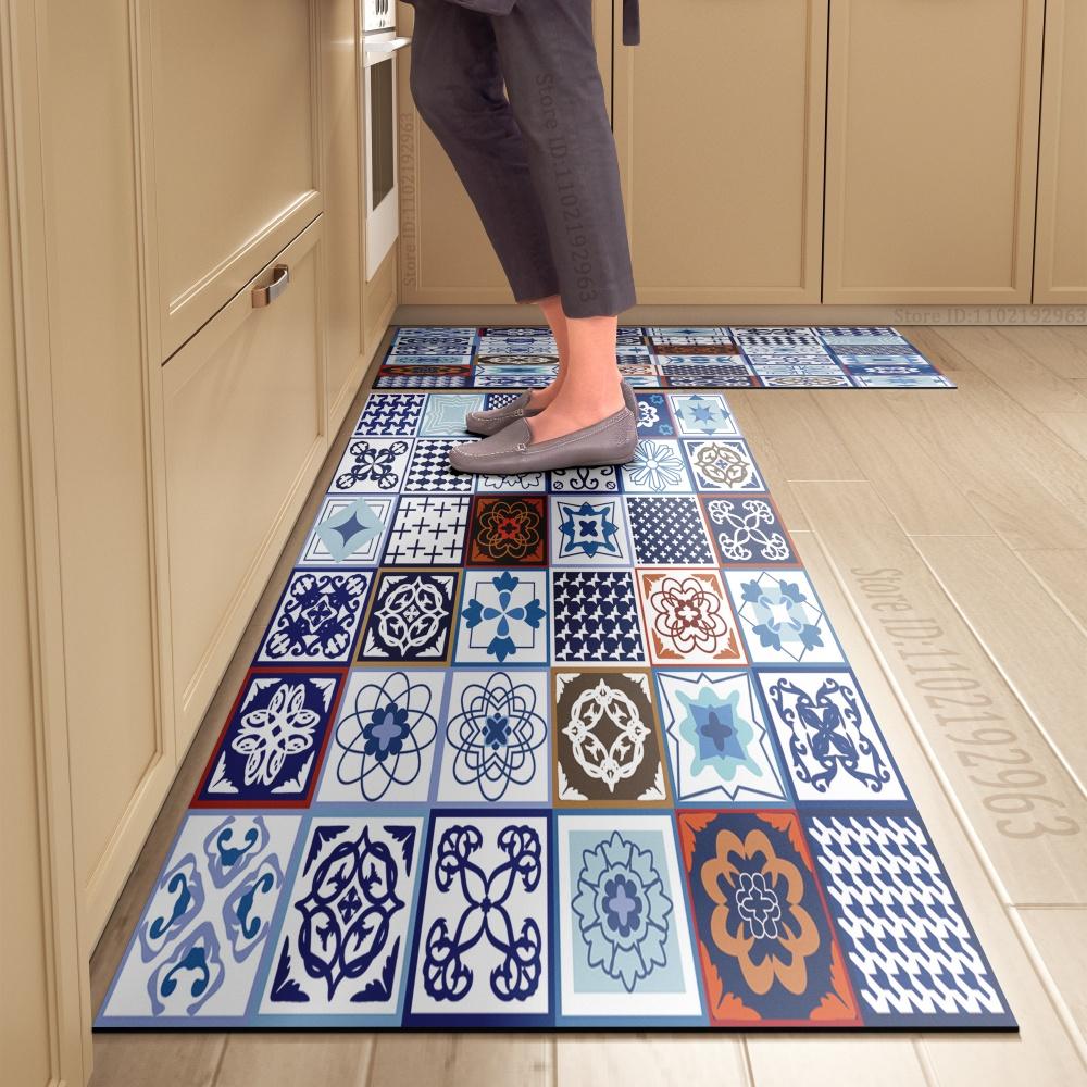 1PCS Kitchen Floor Mat Waterproof, Anti-skid, Anti-dirty Foot Mat Household Door Mat Crystal Velvet Long Strip Carpet Door Mats