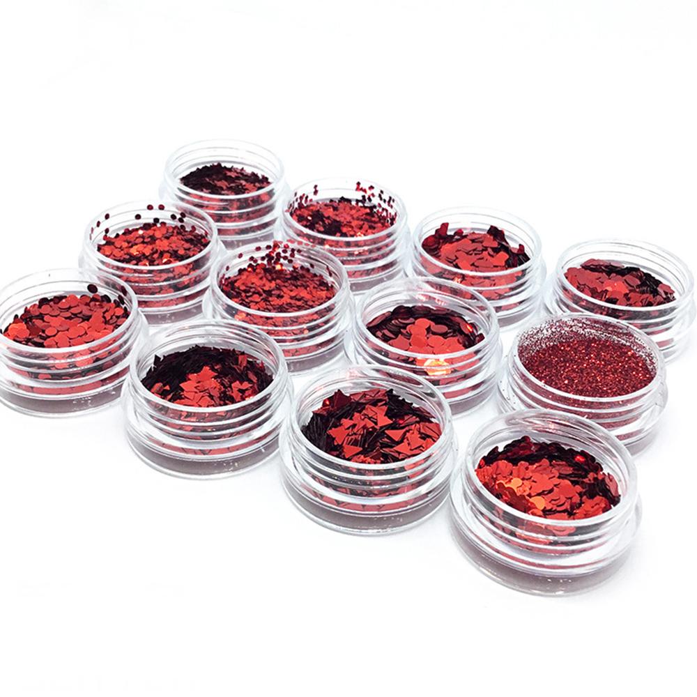 3D Nail Glitter Sequins Nail Glitter Flakes Set Acrylic Nail Sparkle Glitter Stickers Decals for Christmas Nail Art Decoration 12 Pack Mixed Shapes