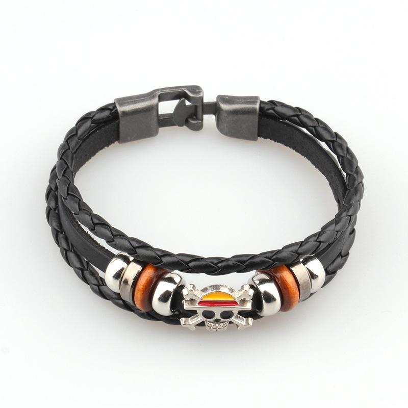 One Piece Anime Bracelet Animation Peripherals Toys Luffy European American Vintage Leather Cartoon Bracelet Friend Holiday Gift