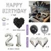 1050pcs Black & Silver Party Balloons Decorations with Silver Happy Birthday Banner Chrome Silver Balloons for kids and adults
