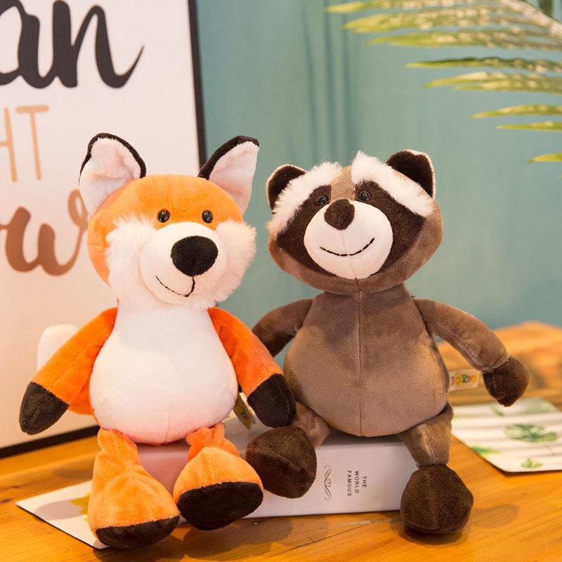 Peluche a forma di elefante, giraffa, procione, volpe, leone, tigre, scimmia, cane, 25 cm, morbido, per regali per bambini