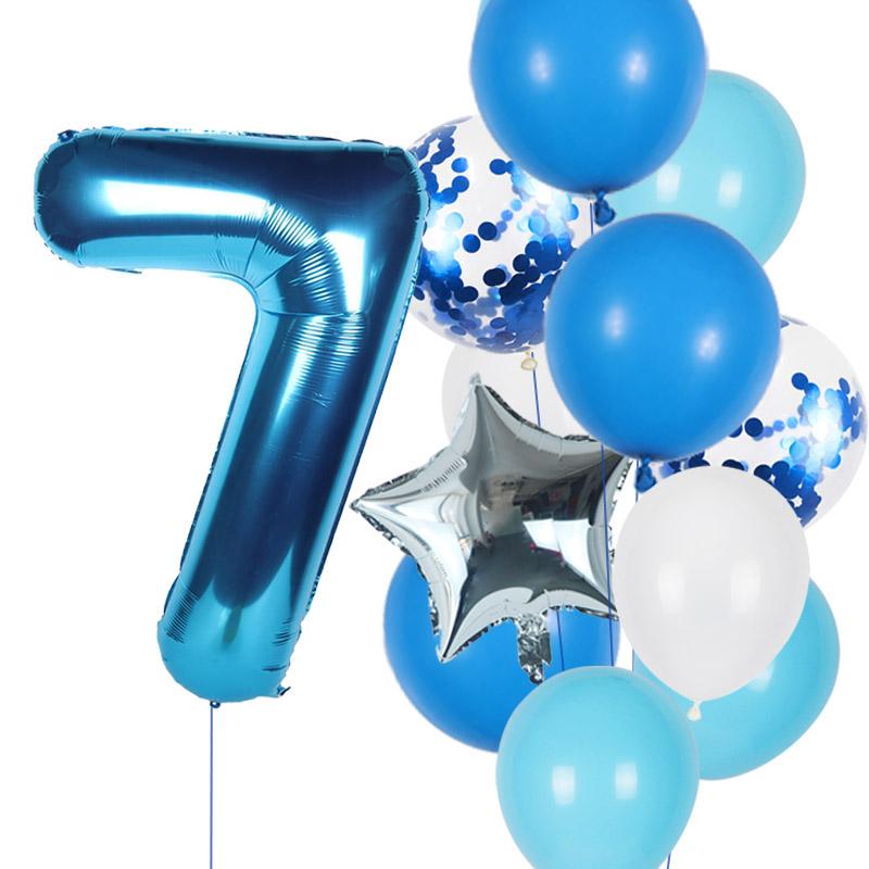 12 bucăți baloane pentru ziua de naștere pentru băiat Balon confetti din latex albastru 40 inch Număr de decorare pentru baloane Copii 1 2 3 4 5 6 7 8 9 Petrecere de aniversare