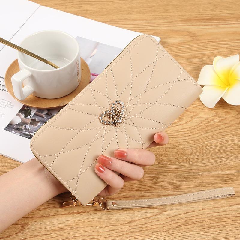 

Новый женский длинный кошелек простой на одной молнии женская сумка кошелек для мелочи многокарточный кошелек визитница абрикосовый