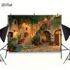 2D Cozy Stone Courtyard Photography Backdrop Mediterranean Background