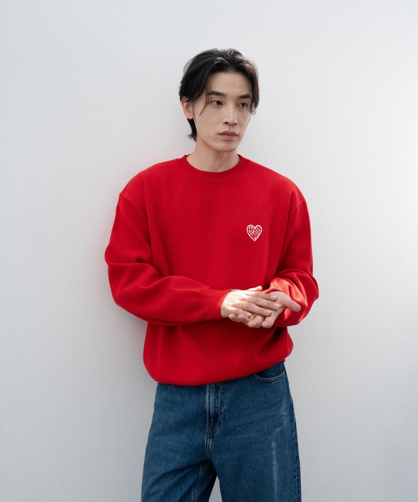 Deomati Mati Heart Wappen Round Knit - Red
