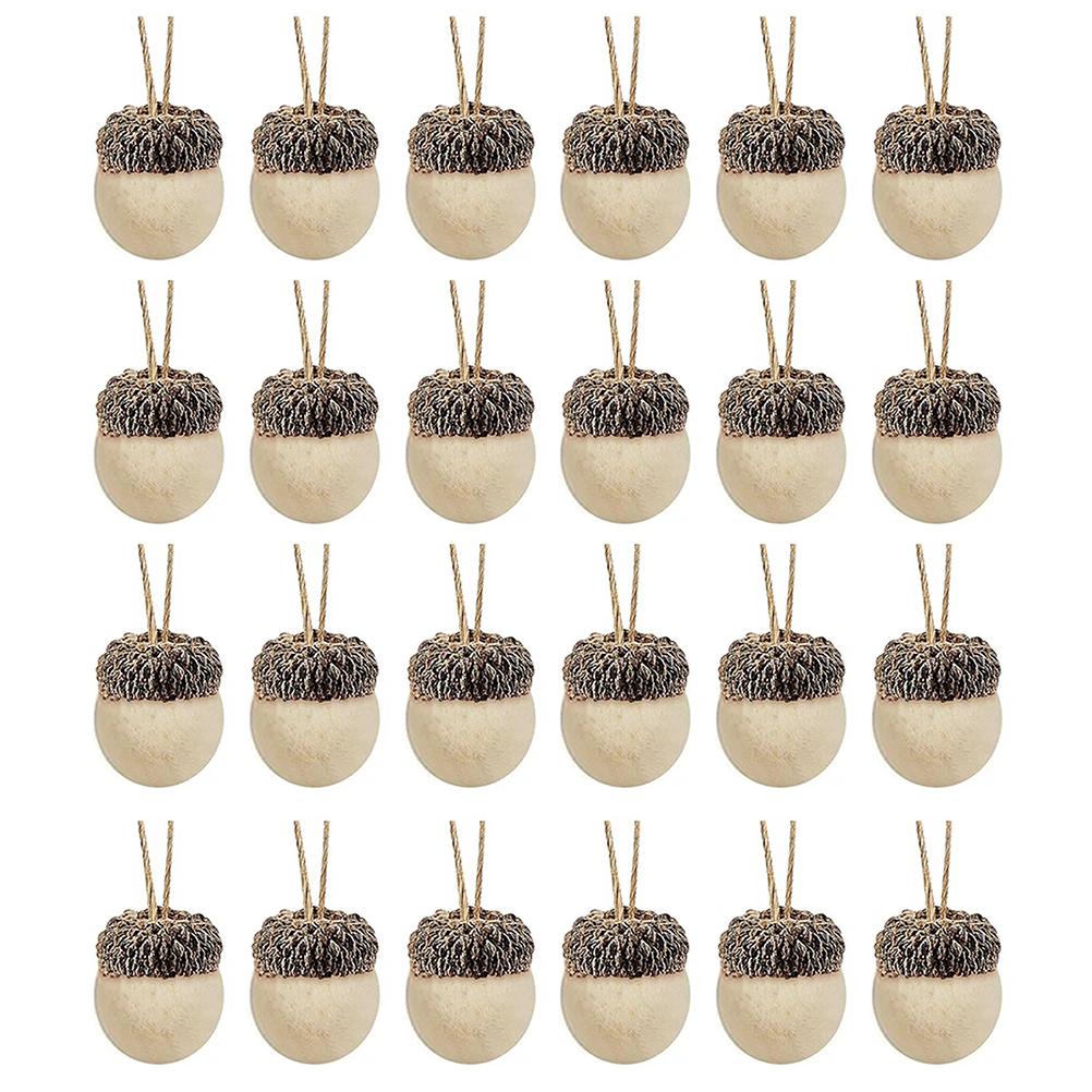Christmas Scene Decors 24pcs Felt Pine Cones Festival Acorns Hanging Xmas Adornments Simulation Acorn Mantel Tree Party Ornament