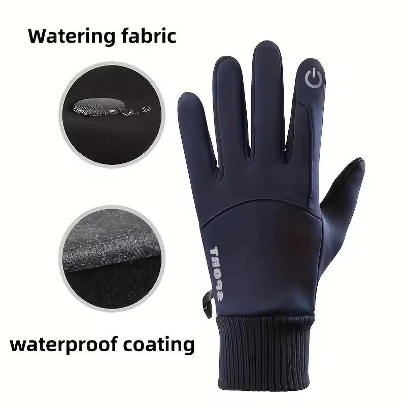 Black Winter Fleece Gloves Full Fingers Waterproof Touch Screen Cycling Outdoor Sports Running Motorcycle Ski Warm