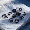 Exaggerated Butterfly, Rabbit, Mushroom, Snake Open 10-piece Set of Electrophoretic Black Rings