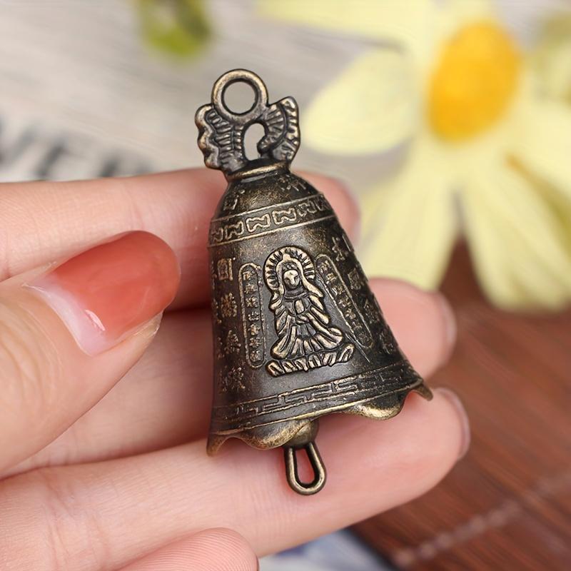 

Bell Chinese style mini sculpture, blessing Guanyin Buddha bell, water wind bell, hanging window decoration, garden art ornament 1pc